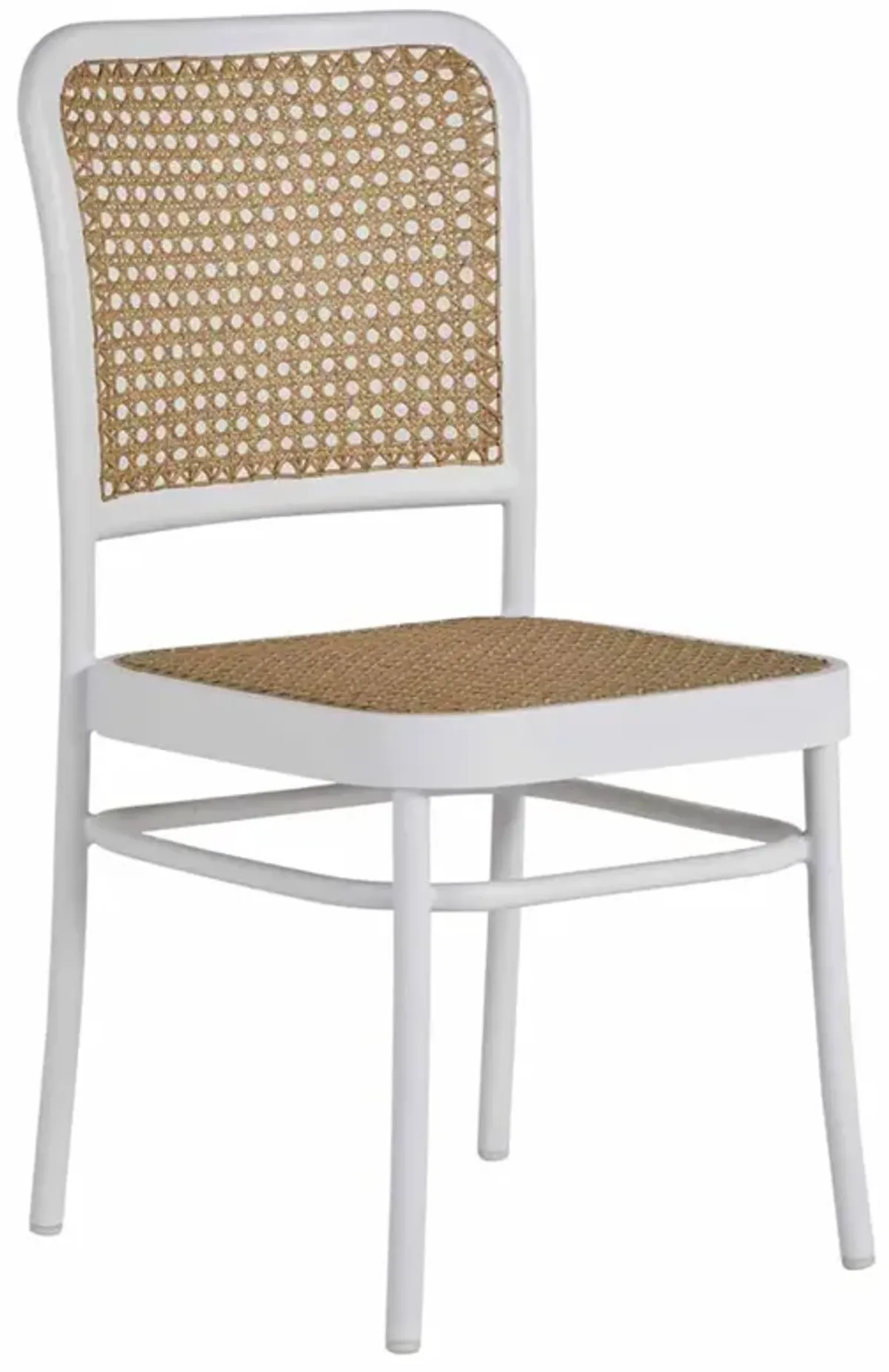 Bordeaux Coastal Cane Wicker White Aluminum Outdoor Side Chair