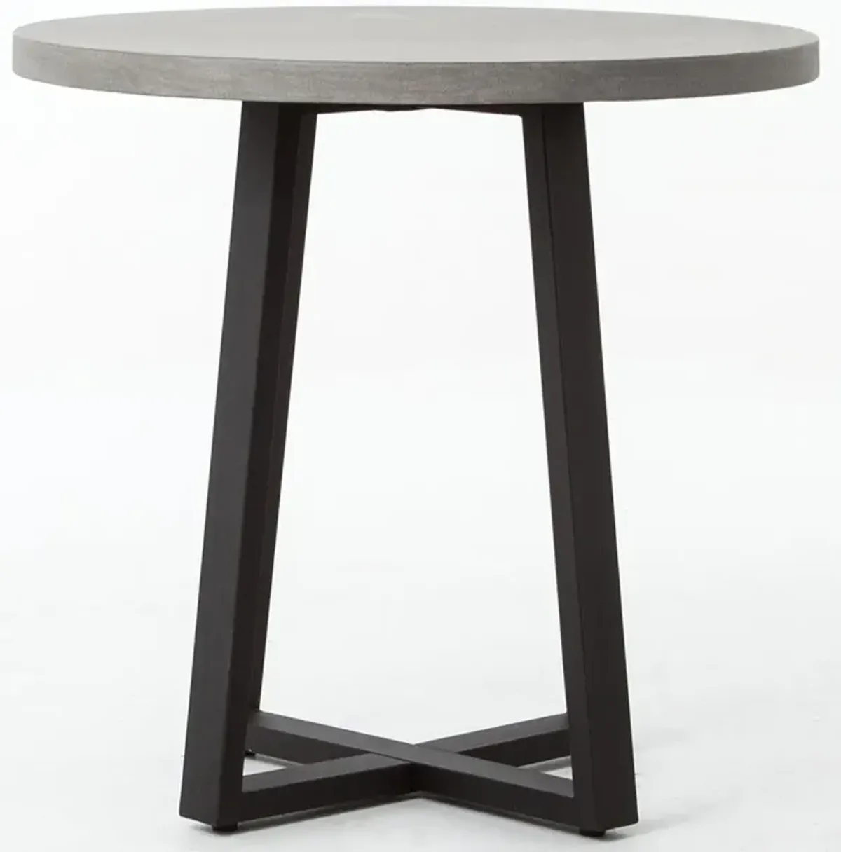 Maceo Modern Grey Stone Black Iron Round Outdoor Bistro Dining Table - Small - 31.5"W