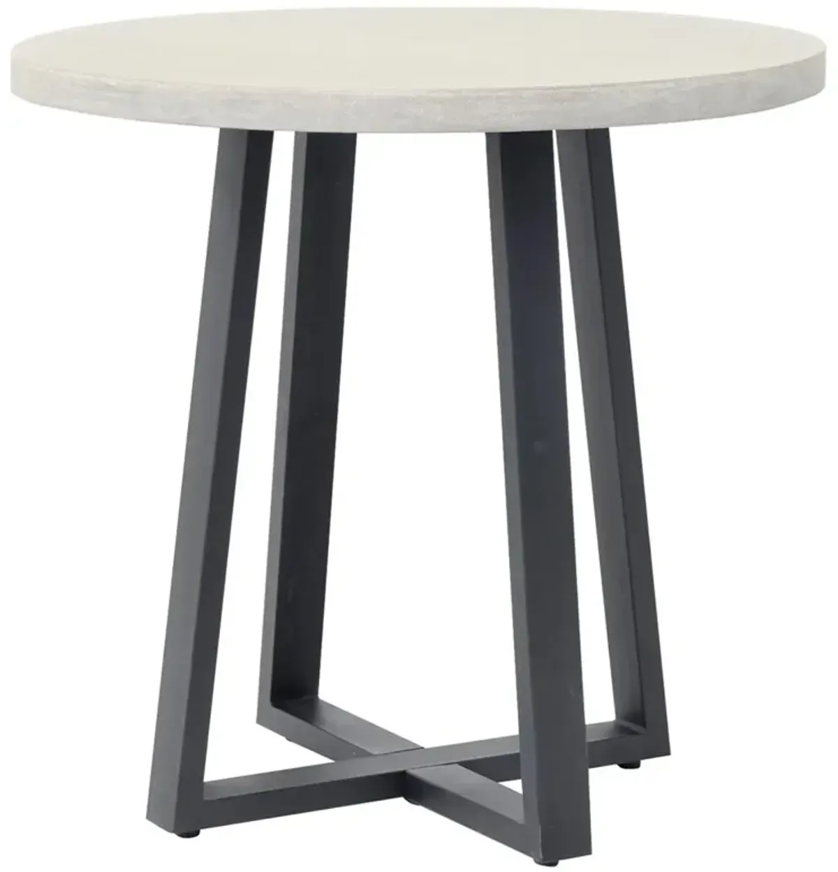 Maceo Modern Grey Stone Black Iron Round Outdoor Bistro Dining Table - Small - 31.5"W
