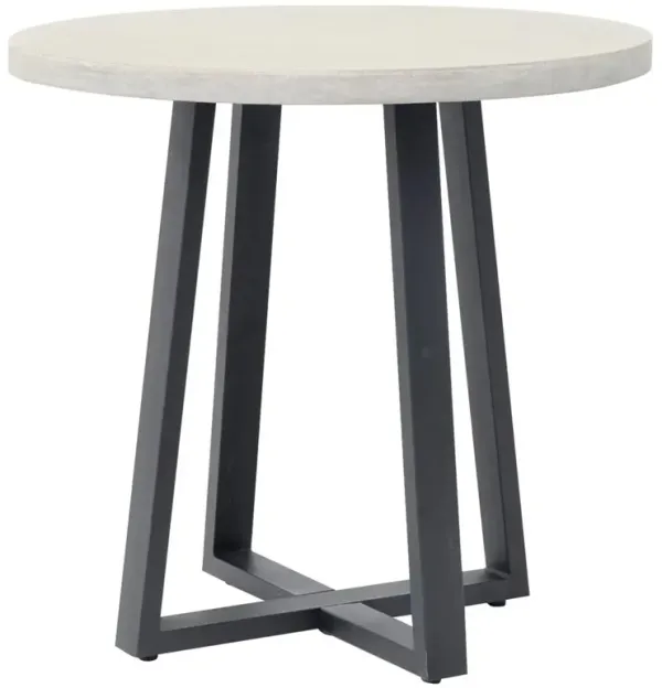 Maceo Modern Grey Stone Black Iron Round Outdoor Bistro Dining Table - Small - 31.5"W