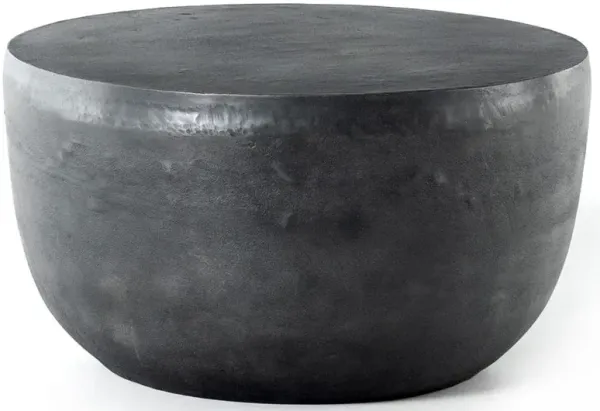 Bailey Industrial Loft Grey Aluminum Round Drum Outdoor End Table