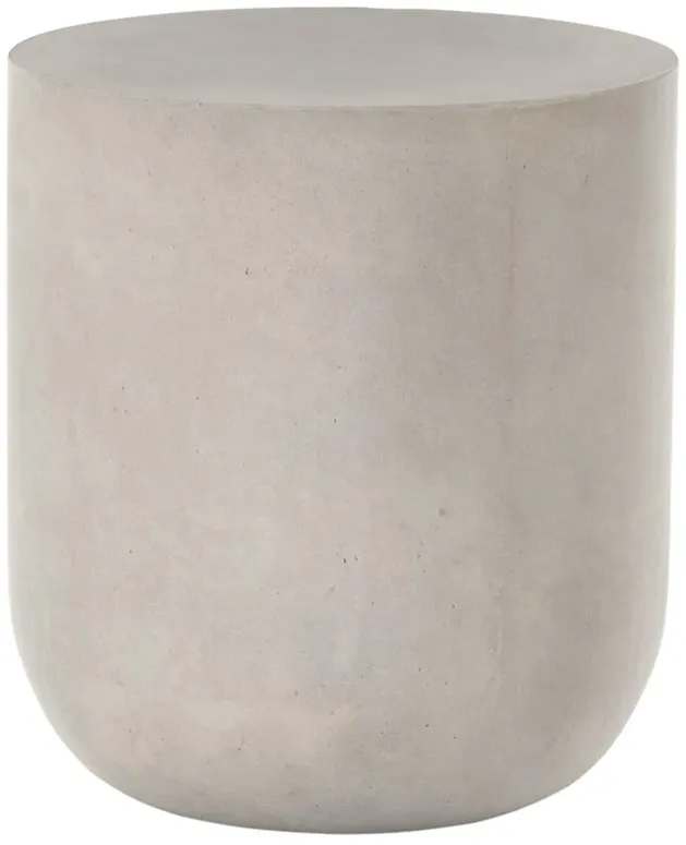 Yvonne Industrial Loft Grey Concrete Outdoor Round Drum End Table