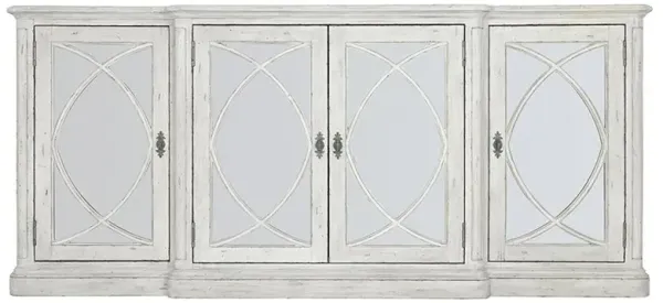 Maurene French Country White Wood Glass Panel Buffet Sideboard