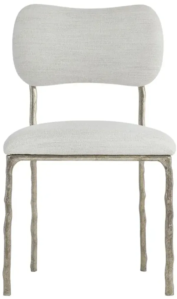Jane Modern Classic Cream Faux Bois Steel Dining Side Chair