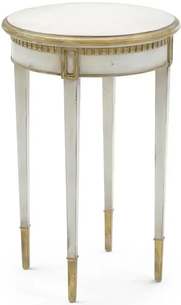 John-Richard Chambolle French Grey Wood Gold Accent Side Table
