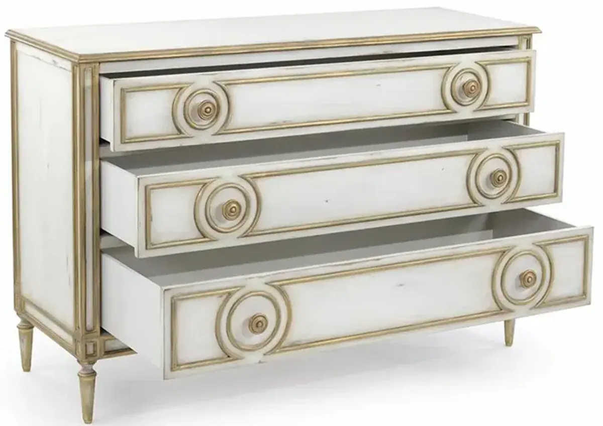John-Richard Lanark French Country White Wood Gold Metal Accent 3-Drawer Chest