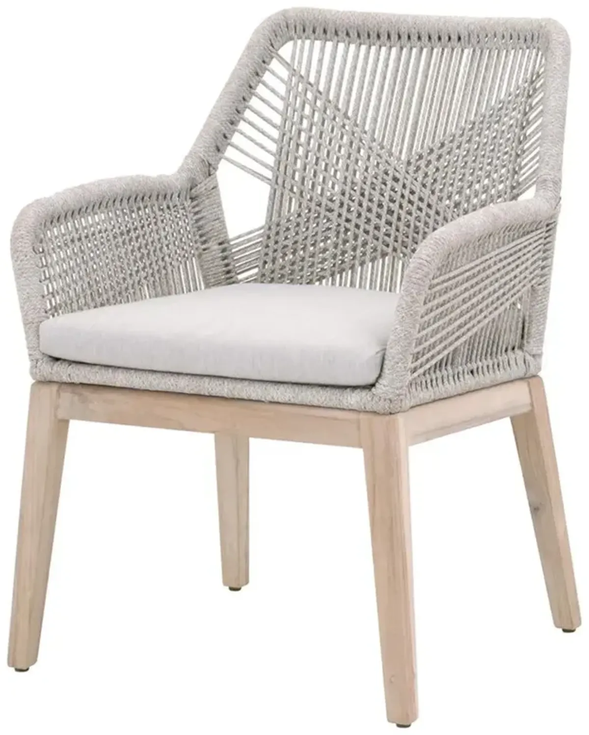 Lorry Coastal Taupe Rope Grey Teak Outdoor Dining Arm Chair - Set of 2