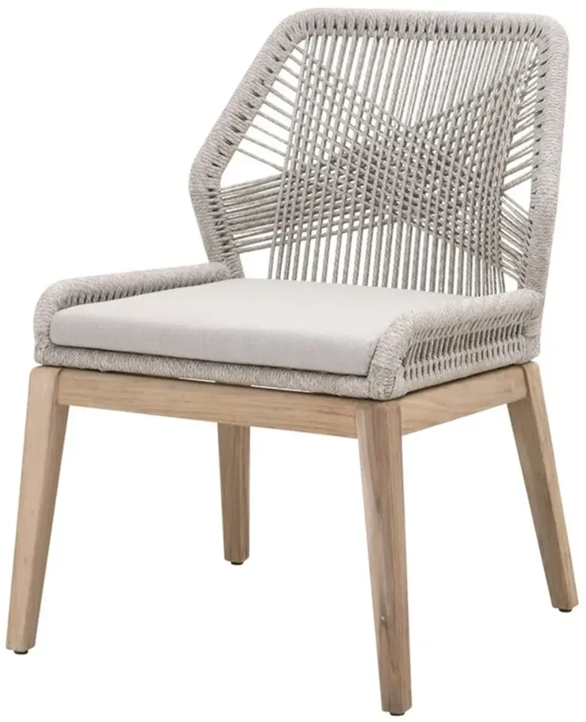 Lorry Coastal Taupe Rope Grey Teak Outdoor Dining Side Chair - Set of 2