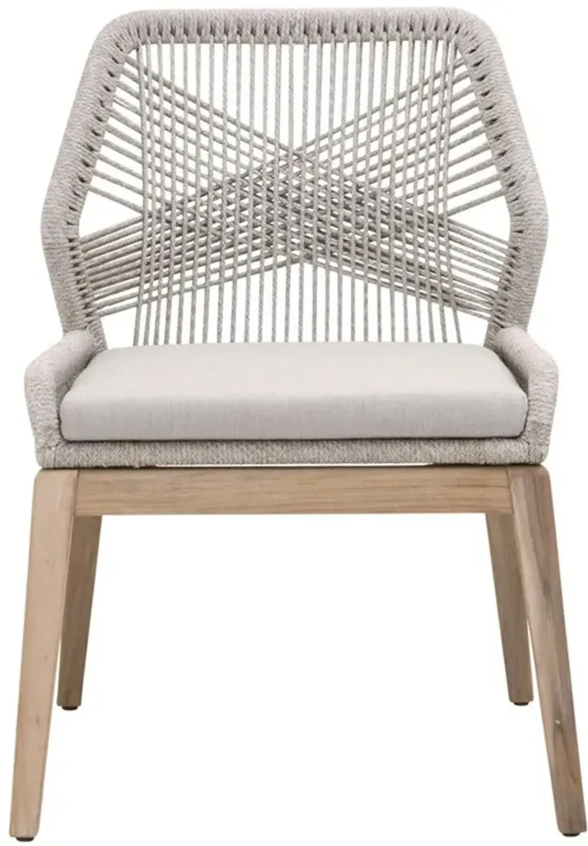 Lorry Coastal Taupe Rope Grey Teak Outdoor Dining Side Chair - Set of 2