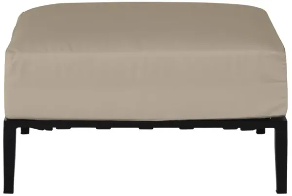 Havana Beige Sunbrella Cushion Black Frame Cane Square Outdoor Ottoman