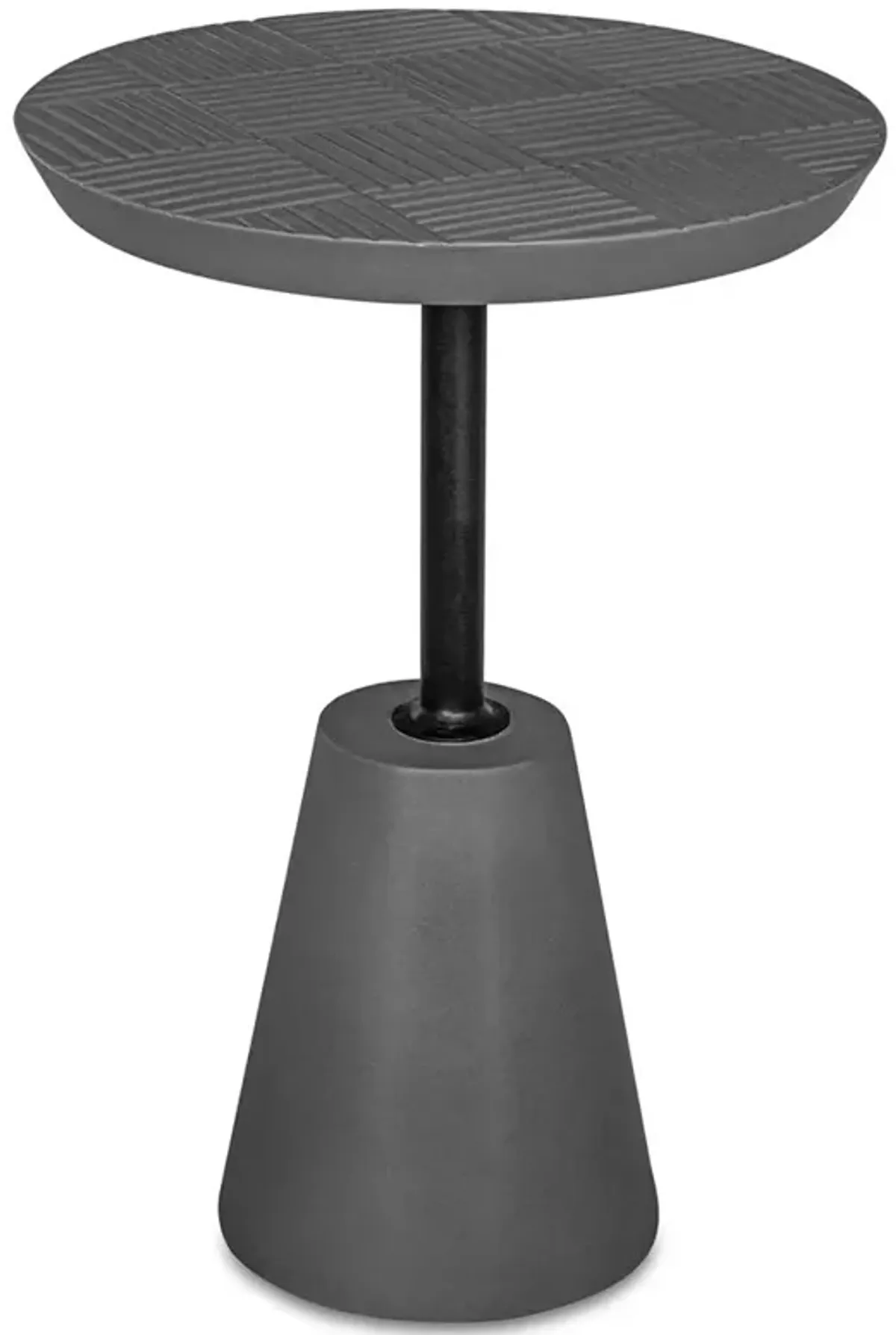 Finn Coastal Beach Grey Concrete Black Metal Outdoor Side End Drink Table