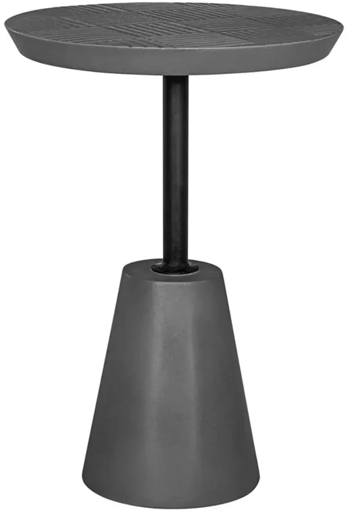 Finn Coastal Beach Grey Concrete Black Metal Outdoor Side End Drink Table