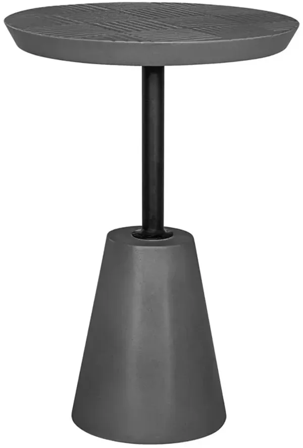 Finn Coastal Beach Grey Concrete Black Metal Outdoor Side End Drink Table