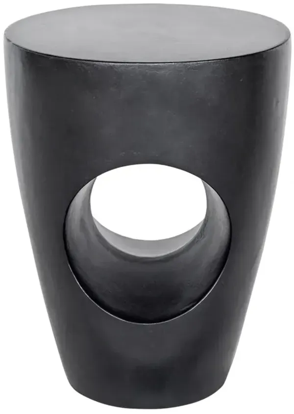 Ayaan Modern Classic Black Concrete Round Outdoor Stool