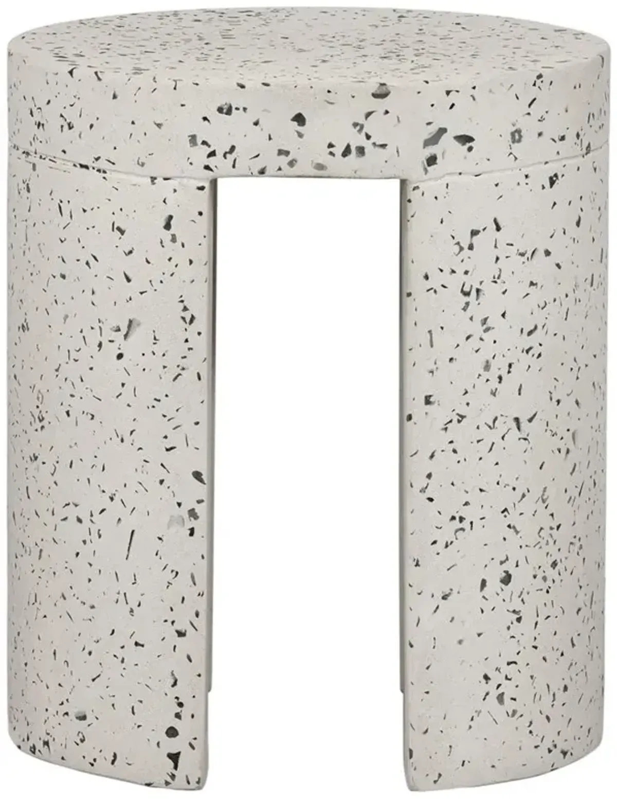 Lyone Coastal Beach White Concrete Grey Terrazo Round Outdoor Stool