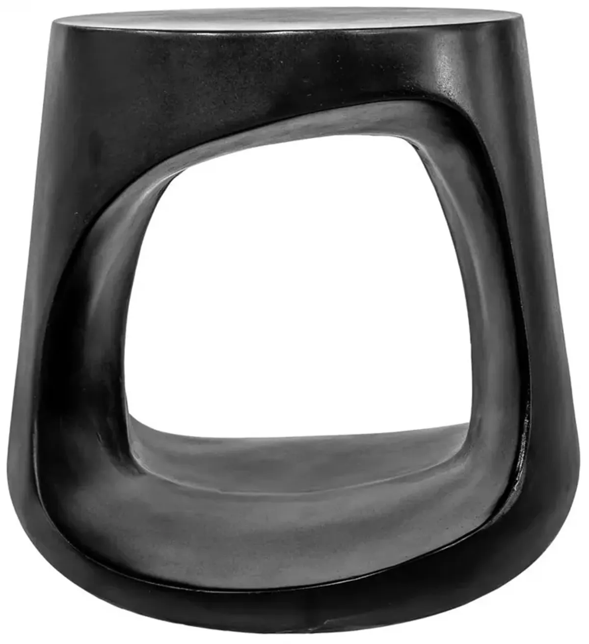 Ronin Modern Classic Black Concrete Round Outdoor Side Table