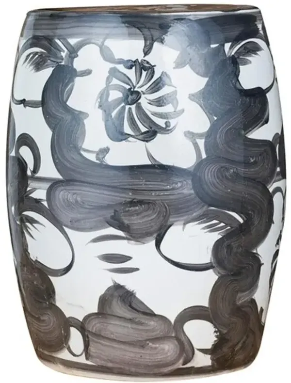 Beck Modern Black Porcelain Twisted Flower Outdoor Garden Stool