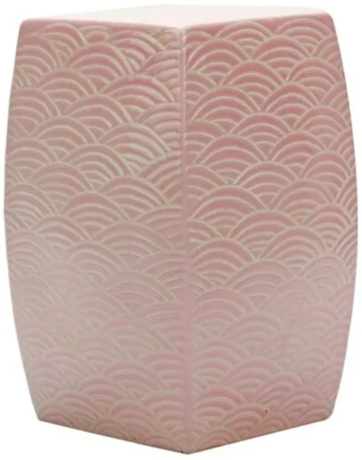 Annabelle Modern Classic Pink Porcelain Seawave Square Outdoor Garden Stool