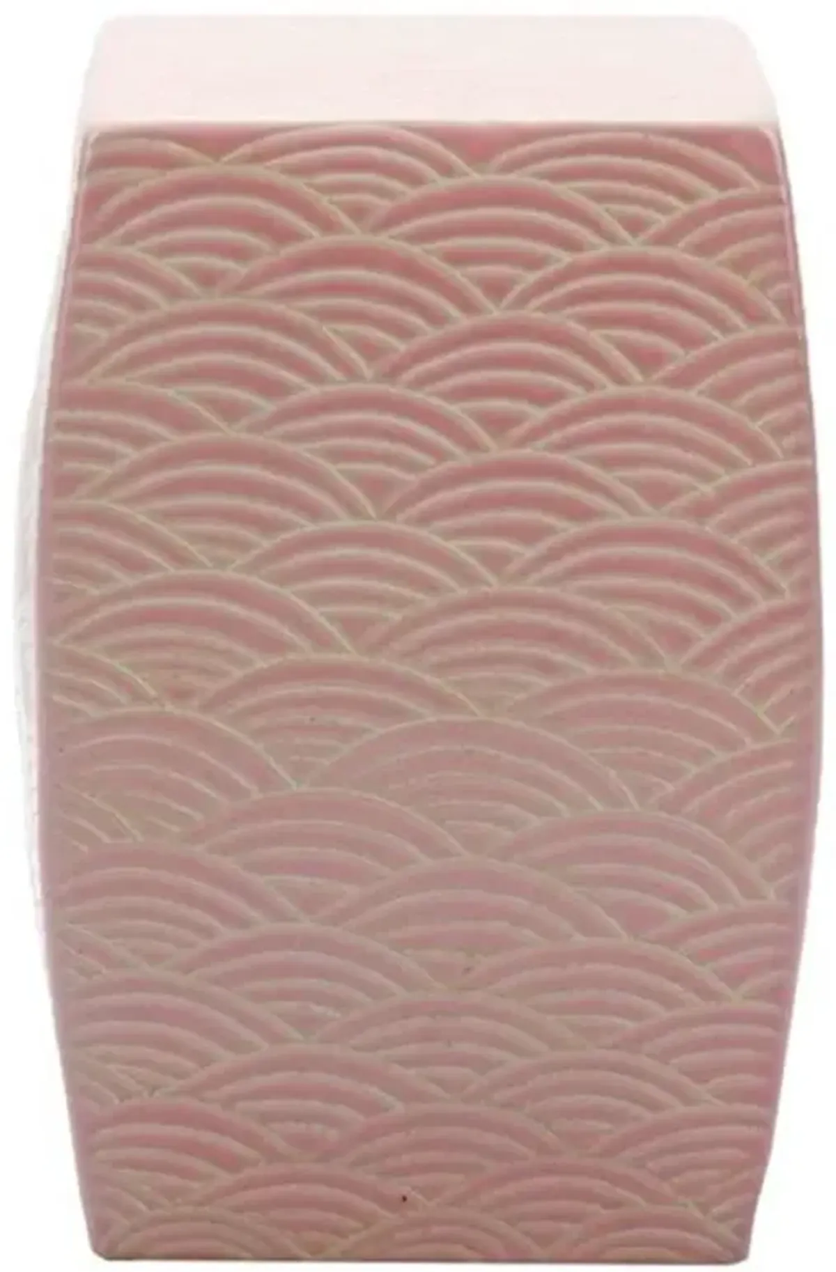 Annabelle Modern Classic Pink Porcelain Seawave Square Outdoor Garden Stool