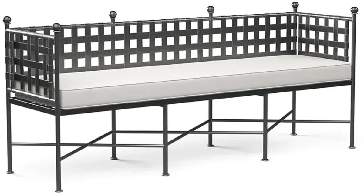 Aurore French White Canvas Cushion Metal Outdoor Garden Bench