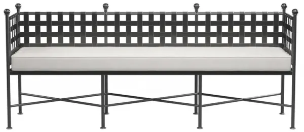 Aurore French White Canvas Cushion Metal Outdoor Garden Bench