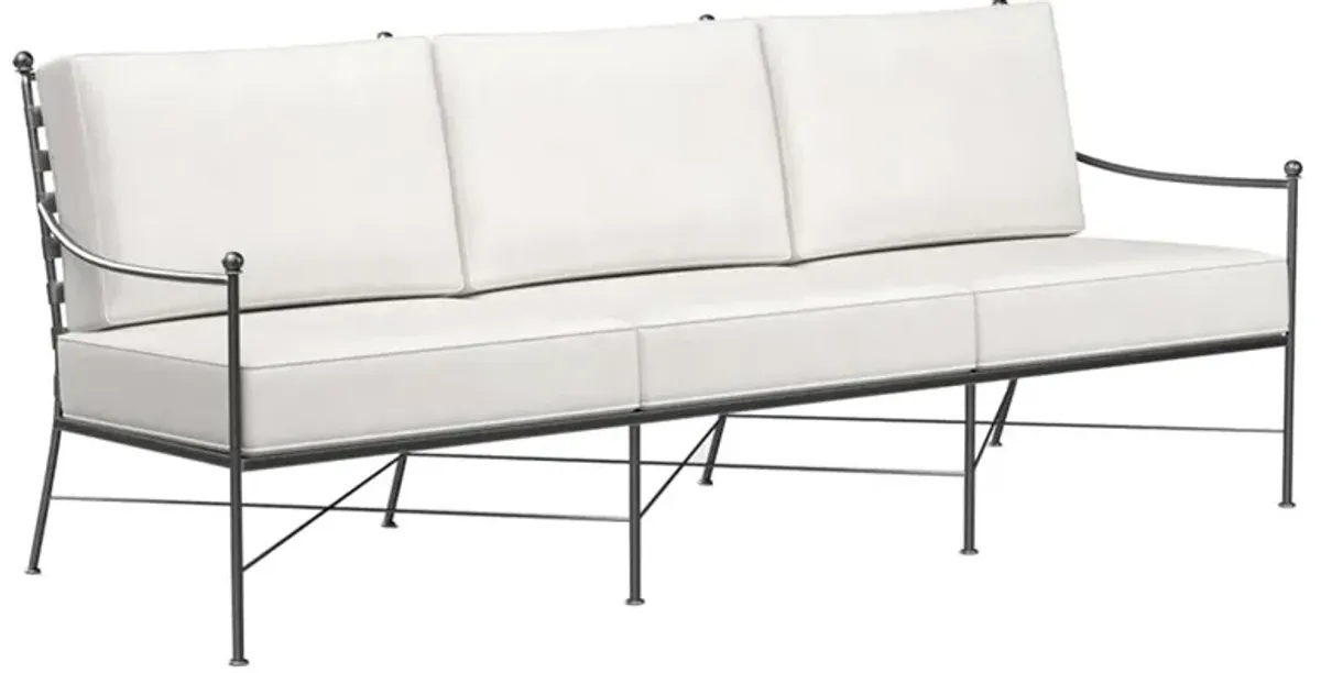 Aurore French White Canvas Cushion Metal Outdoor Sofa