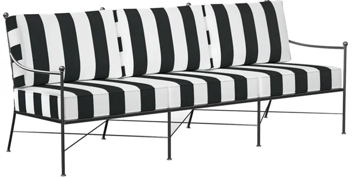 Aurore White Black Stripe Cabana Cushion Metal Outdoor Sofa