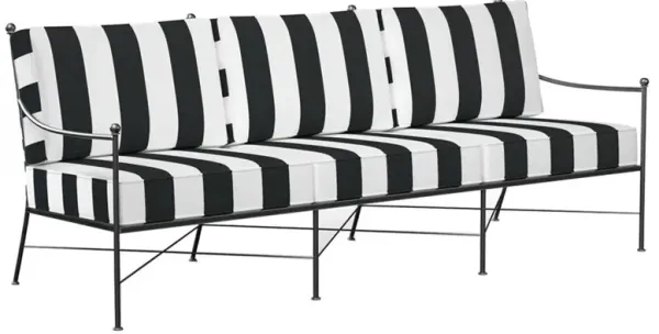 Aurore White Black Stripe Cabana Cushion Metal Outdoor Sofa