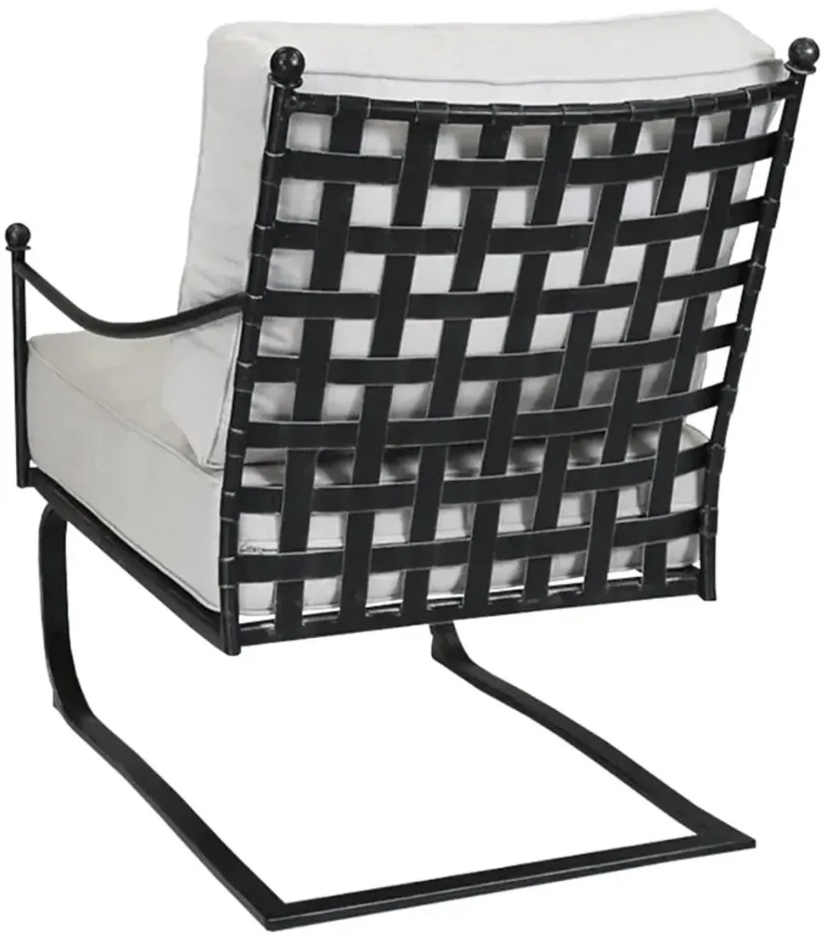 Aurore White Canvas Cushion Metal Rocking Outdoor Club Chair
