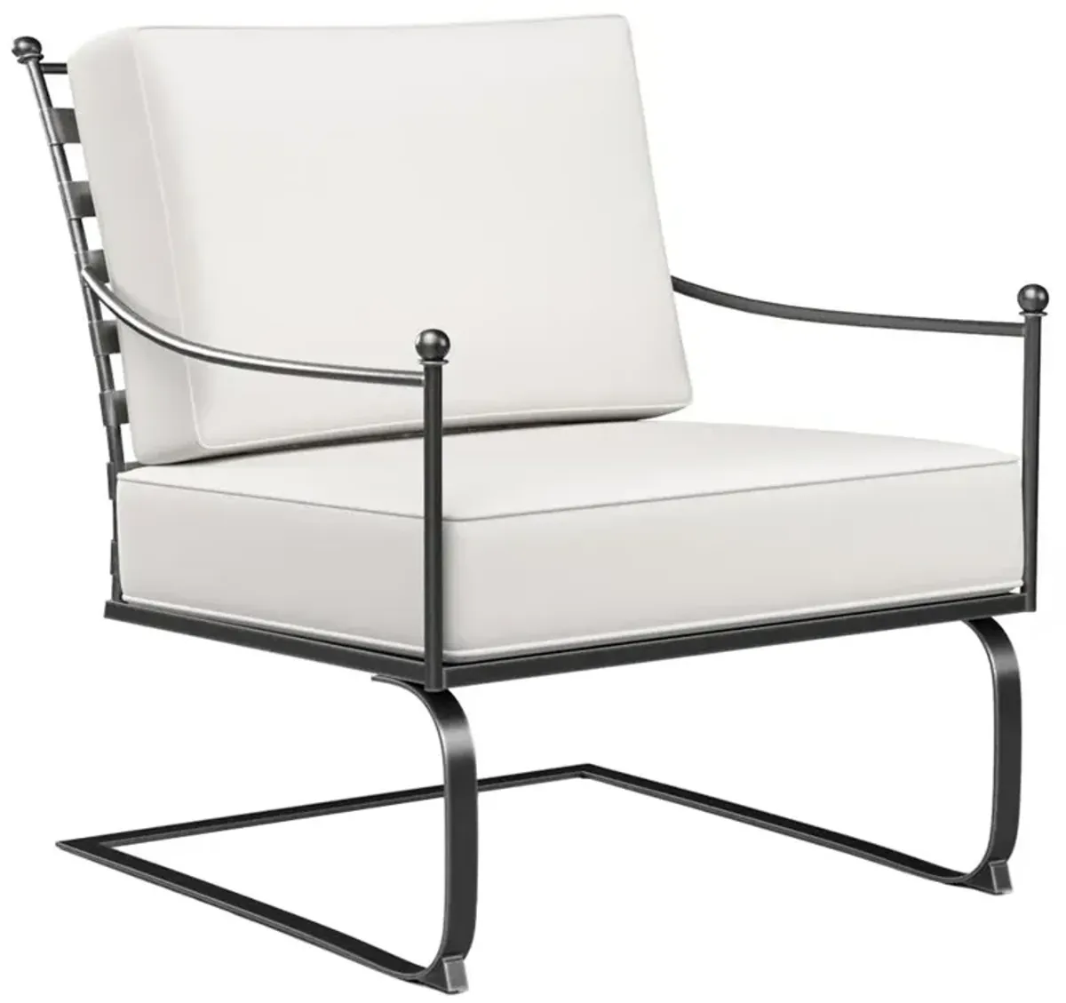 Aurore White Canvas Cushion Metal Rocking Outdoor Club Chair