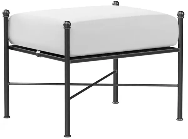 Aurore White Canvas Cushion Metal Rocking Outdoor Rectangular Ottoman