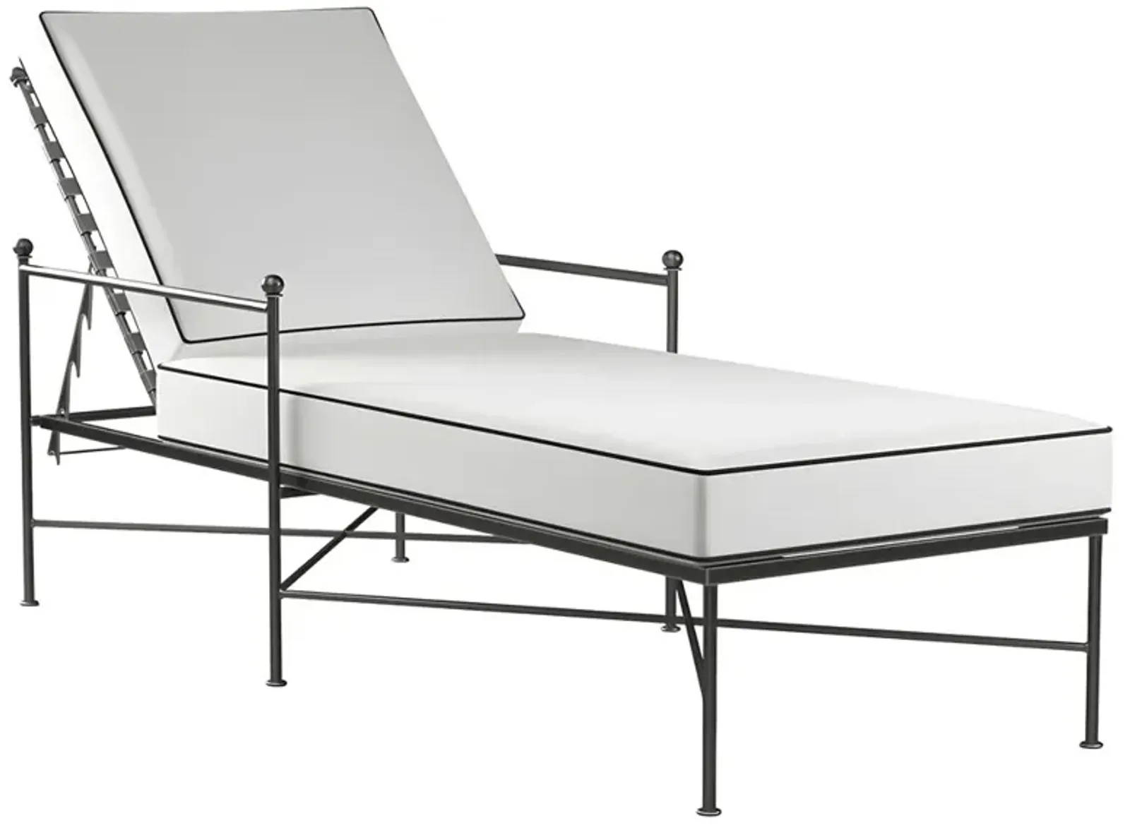 Aurore Cream Cushion Black Welt Metal Outdoor Chaise Lounge