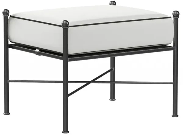 Aurore Cream Cushion Black Welt Metal Outdoor Rectangular Ottoman