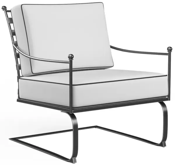 Aurore Cream Cushion Black Welt Metal Rocking Outdoor Club Chair
