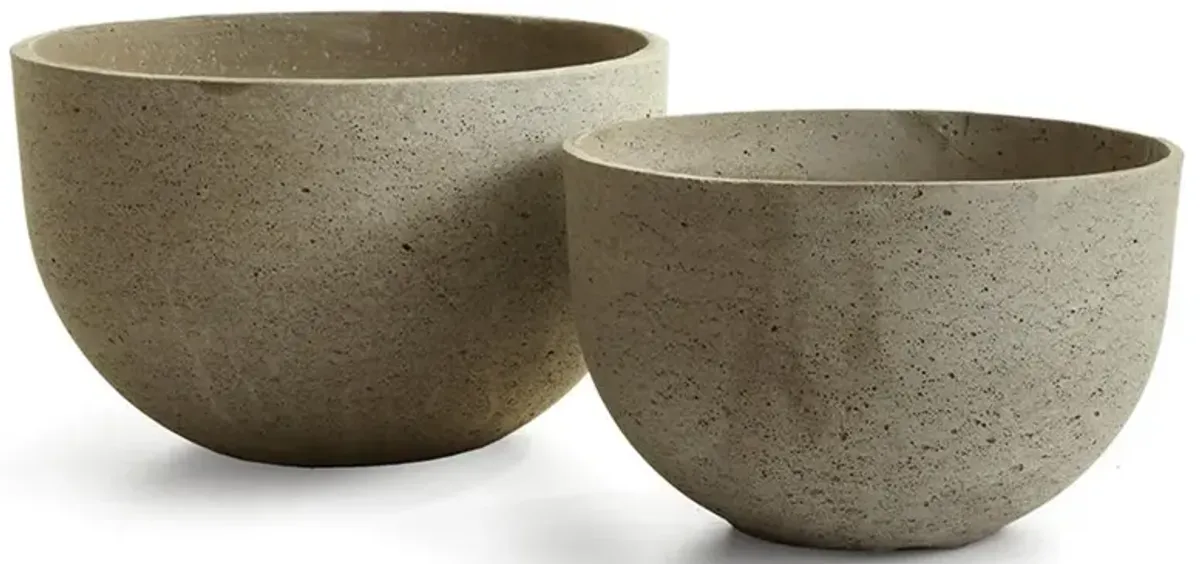 Taylor Grey Outdoor Concrete Wide Pot - Set of 2