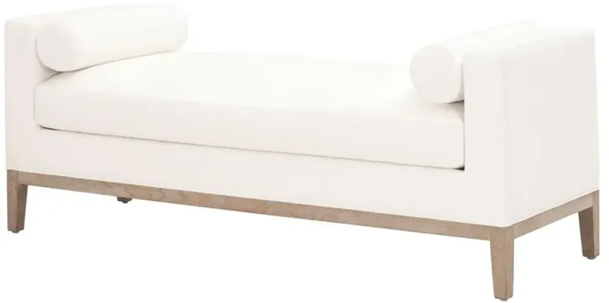Kelly Modern Classic White Performance Cushioned Grey Oak Frame Bedroom Bench