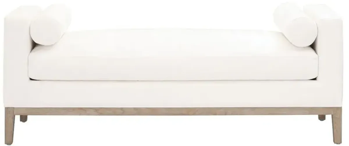 Kelly Modern Classic White Performance Cushioned Grey Oak Frame Bedroom Bench