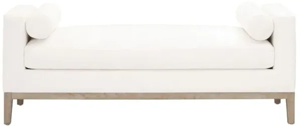 Kelly Modern Classic White Performance Cushioned Grey Oak Frame Bedroom Bench