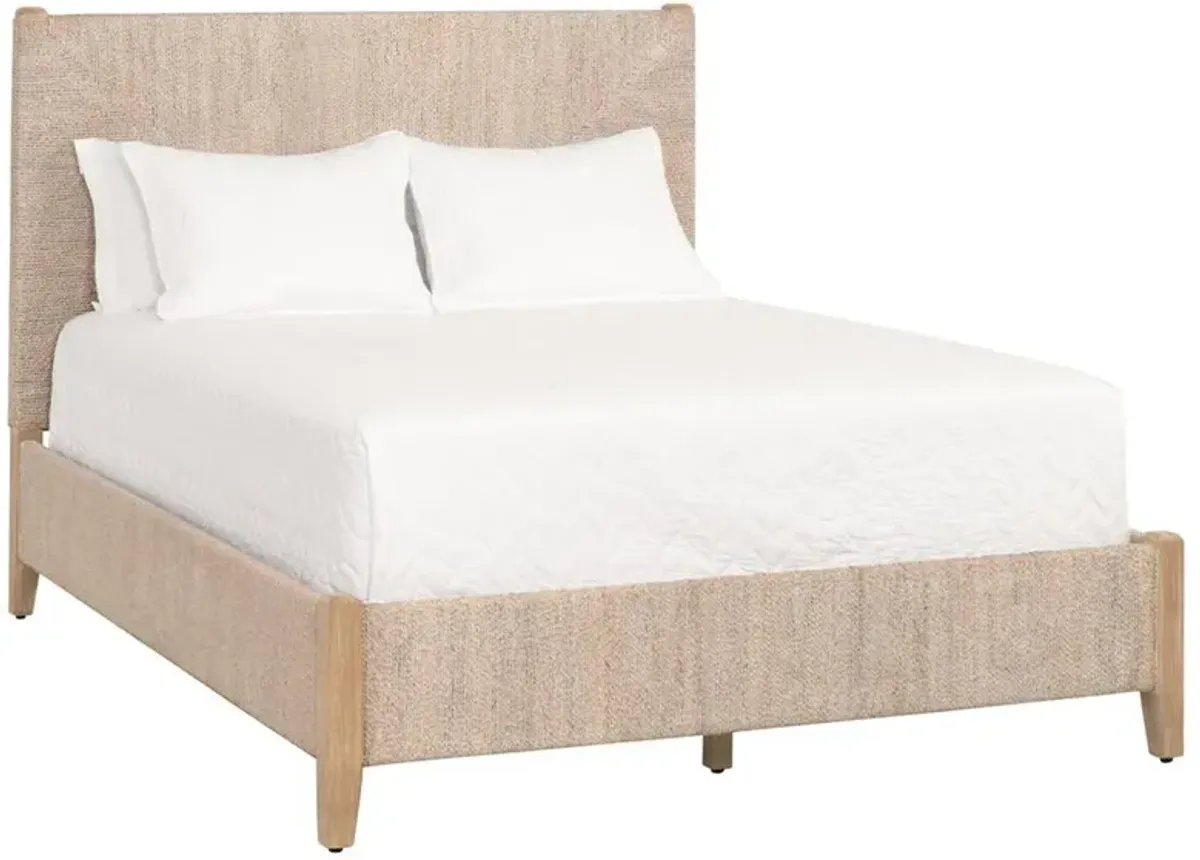 Laurice French Country Woven Abaca Rope Mahogany Platform Bed - Queen