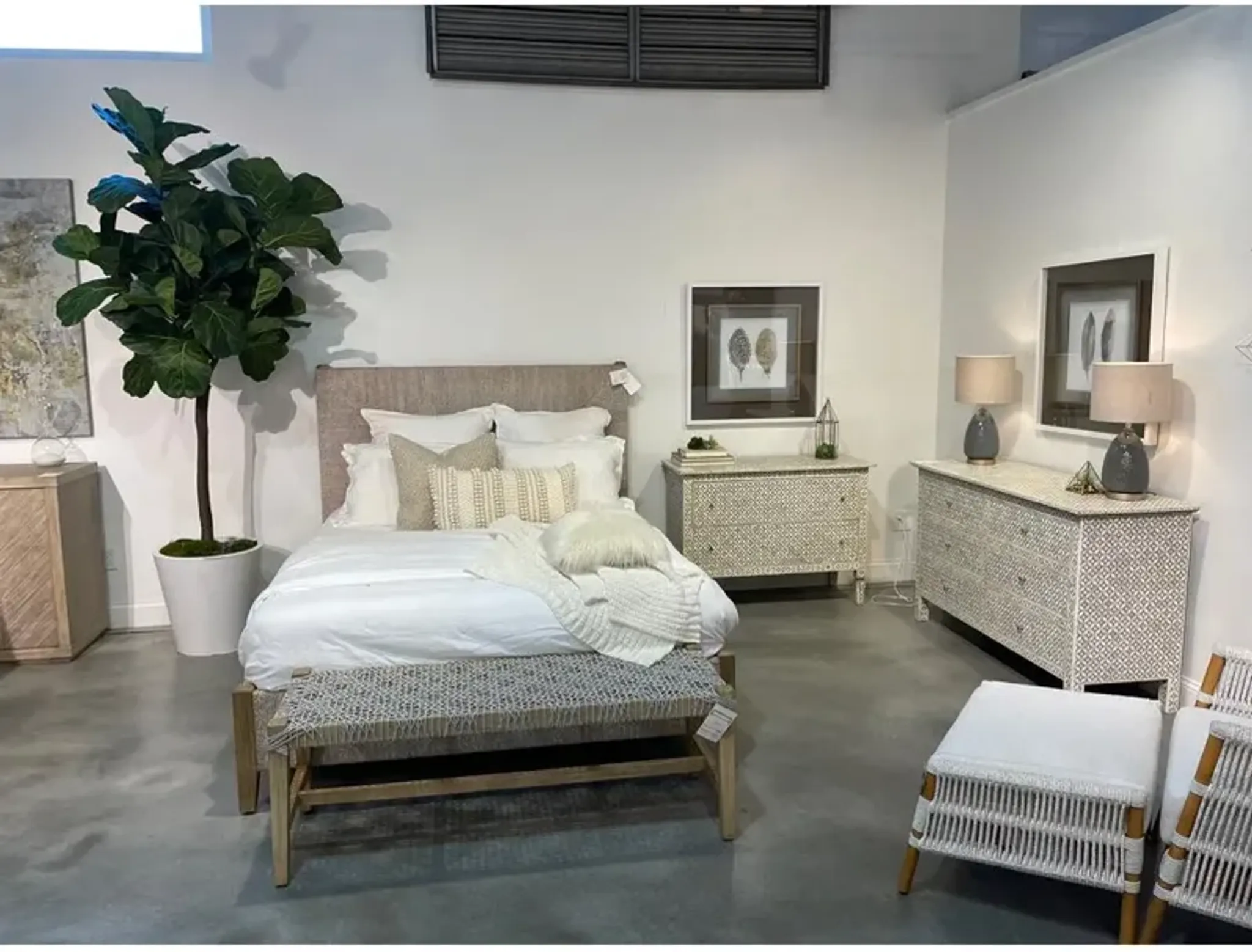 Laurice French Country Woven Abaca Rope Mahogany Platform Bed Standard ...