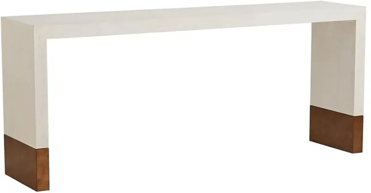 Spindrift Modern Classic White Wood Brass Base Console Table
