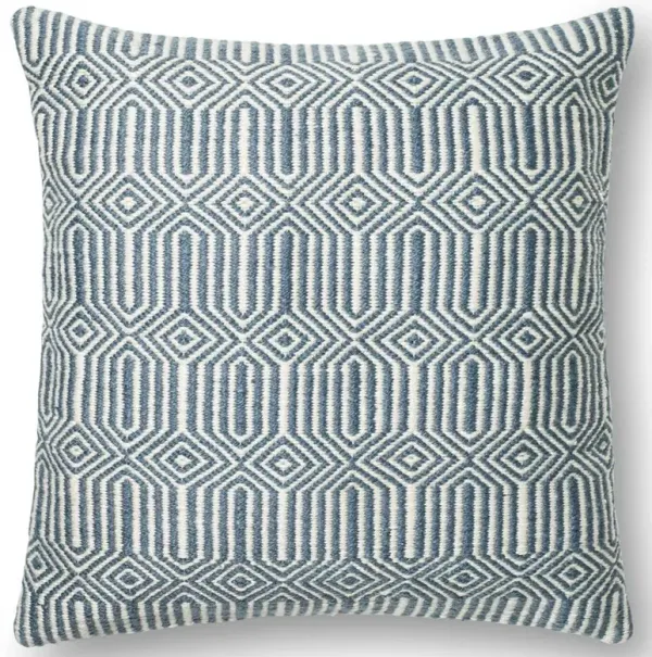 Norric Modern Classic Blue Patterned Down Indoor Outdoor Throw Pillow - 22x22