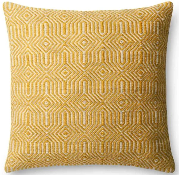 Norric Modern Classic Yellow Patterned Down Indoor Outdoor Throw Pillow - 22x22