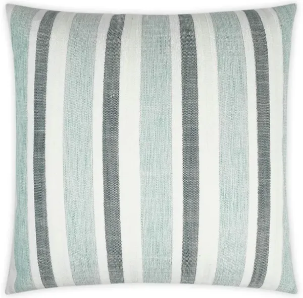 Aubrey Coastal Beach White Blue Stripe Indoor Outdoor Throw Pillow - 22x22