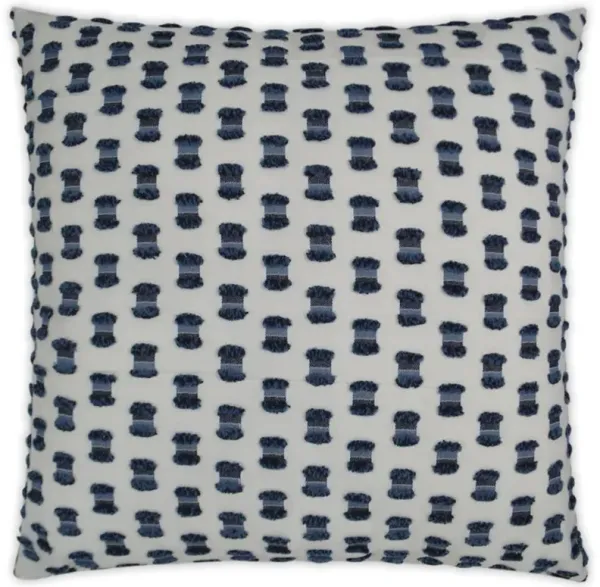 Vivian Modern Classic White Blue Fringe Indoor Outdoor Throw Pillow - 22x22