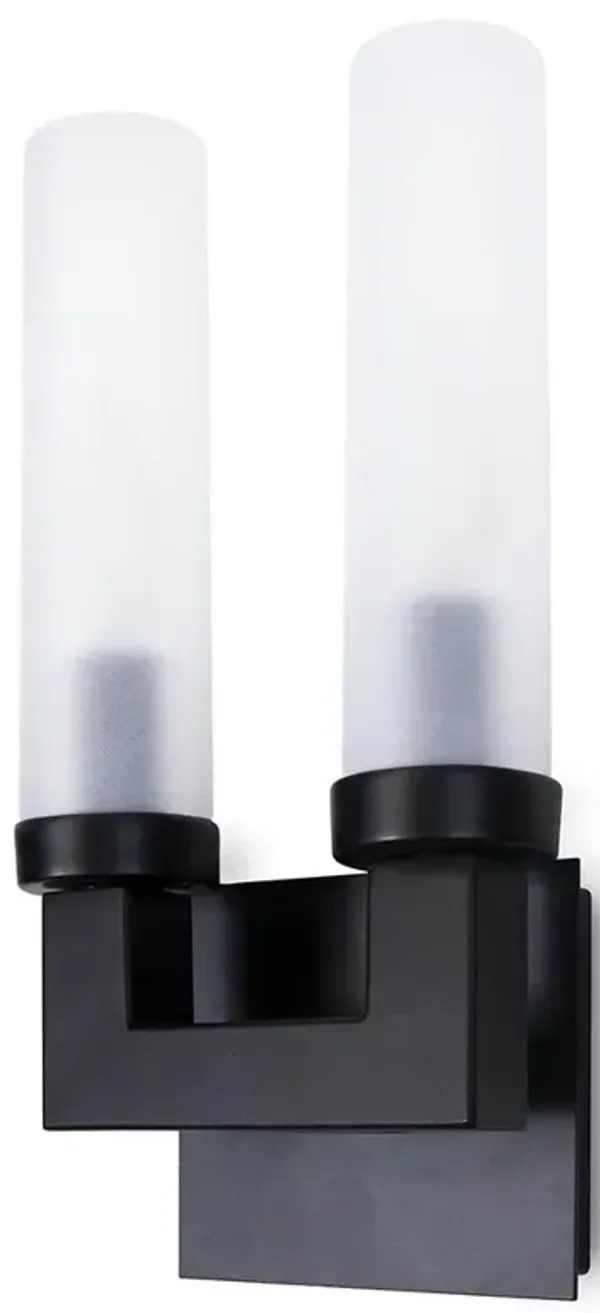 Montecito Black Iron Backplate Outdoor Double Sconce