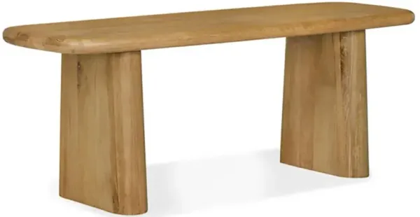 Laura Rustic Lodge Brown Oak Wood Round Edge Entryway Bench