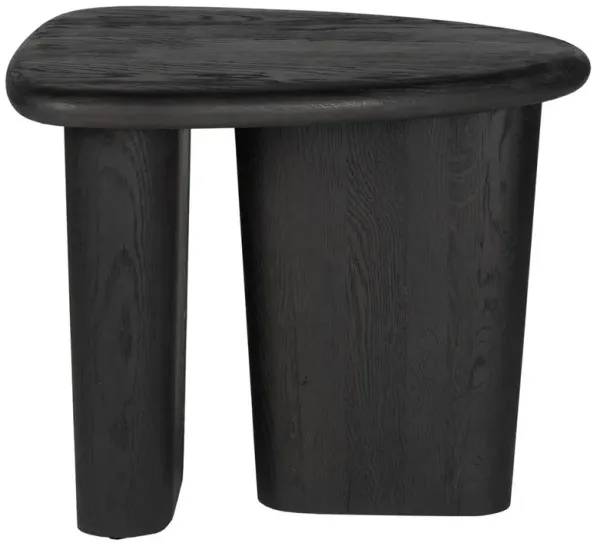 Laura Rustic Lodge Black Oak Wood Round Edge Statement Side Table
