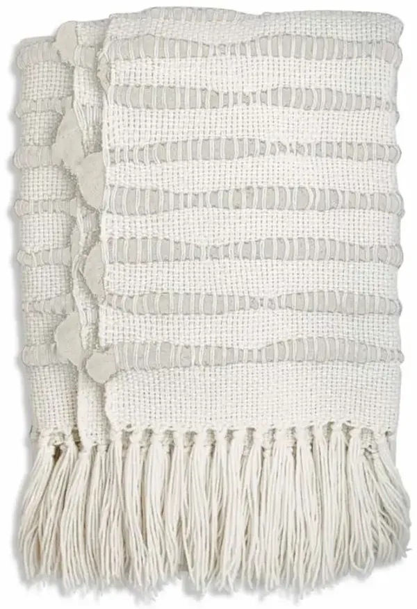 Riona Modern White Wool Handwoven Throw Blanket