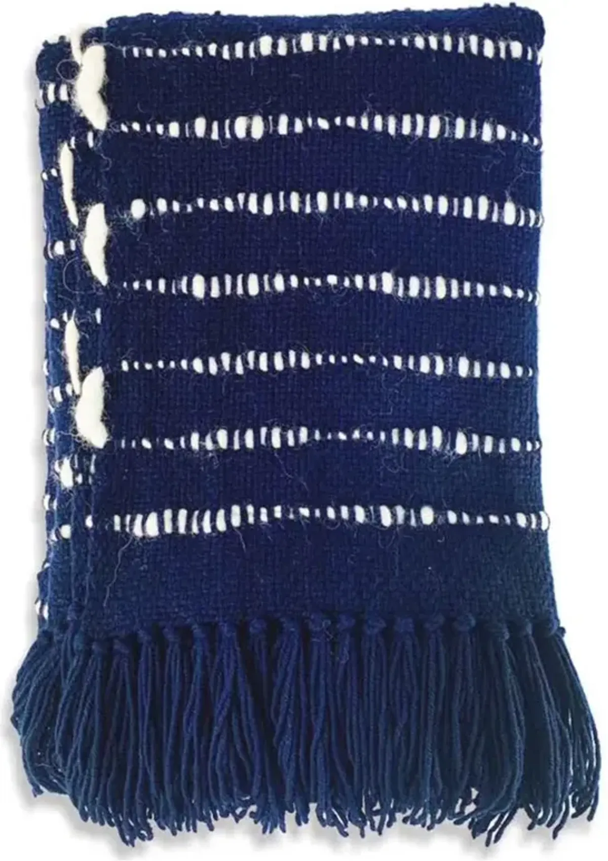 Riona Modern Blue Wool Handwoven Throw Blanket